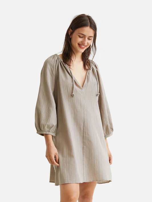 Balloon-sleeved Dress